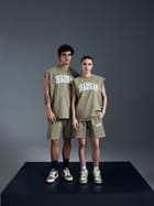 Distressed Olive Shorts view 4