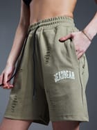 Distressed Olive Shorts view 8