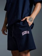 Distressed Navy Shorts view 3