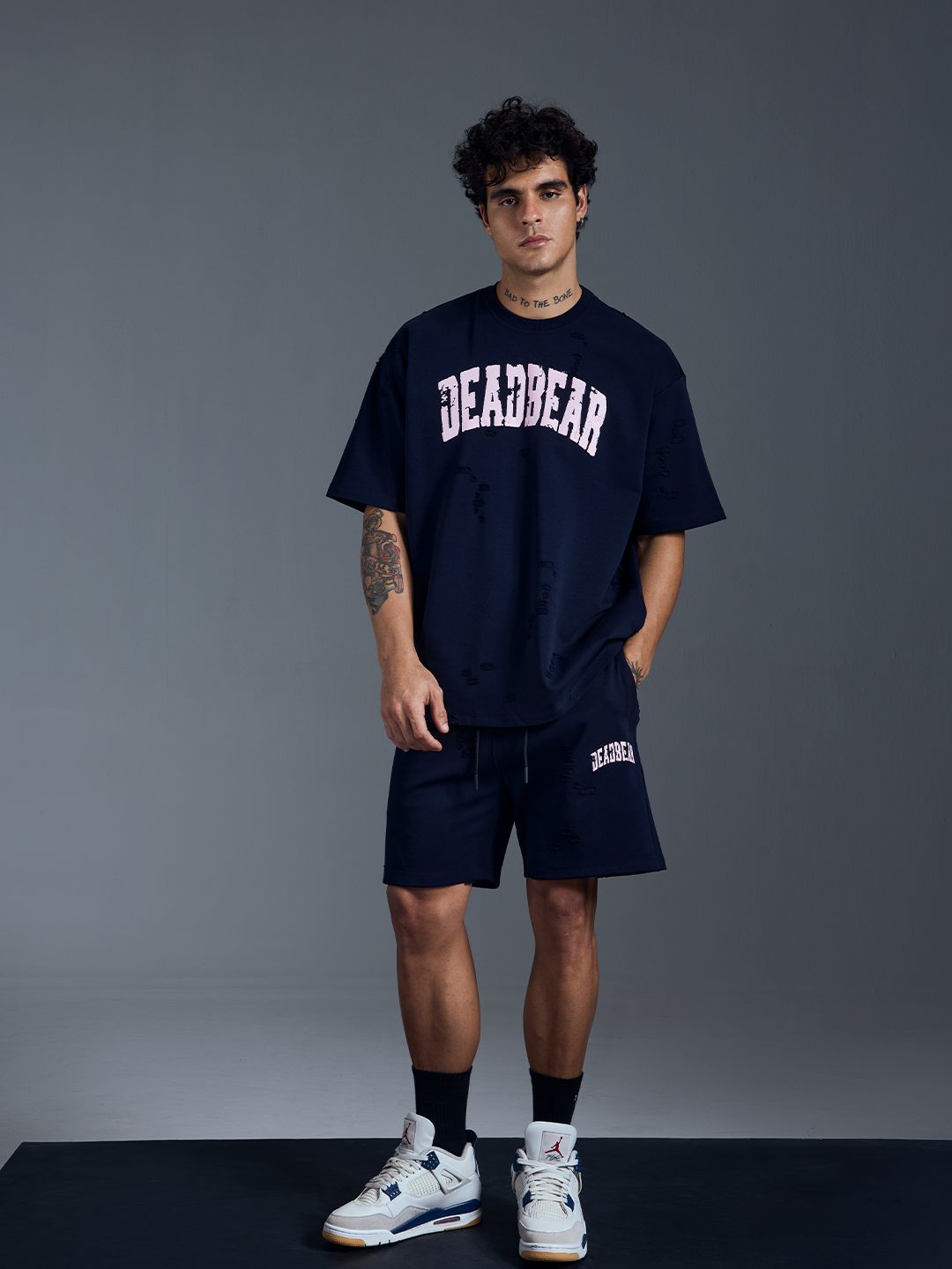 Distressed Navy Shorts - image 4