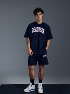 Distressed Navy Shorts view 4