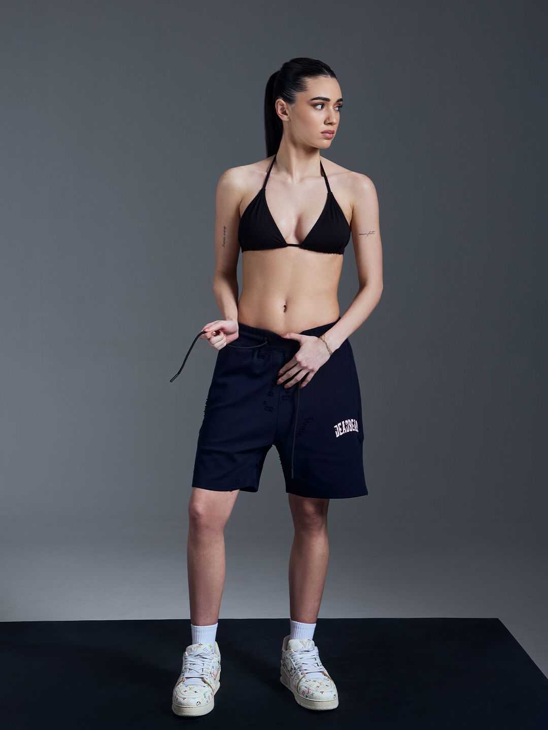 Distressed Navy Shorts - image 6
