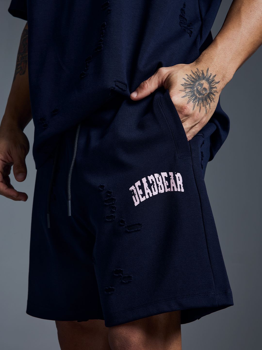 Distressed Navy Shorts - image 7
