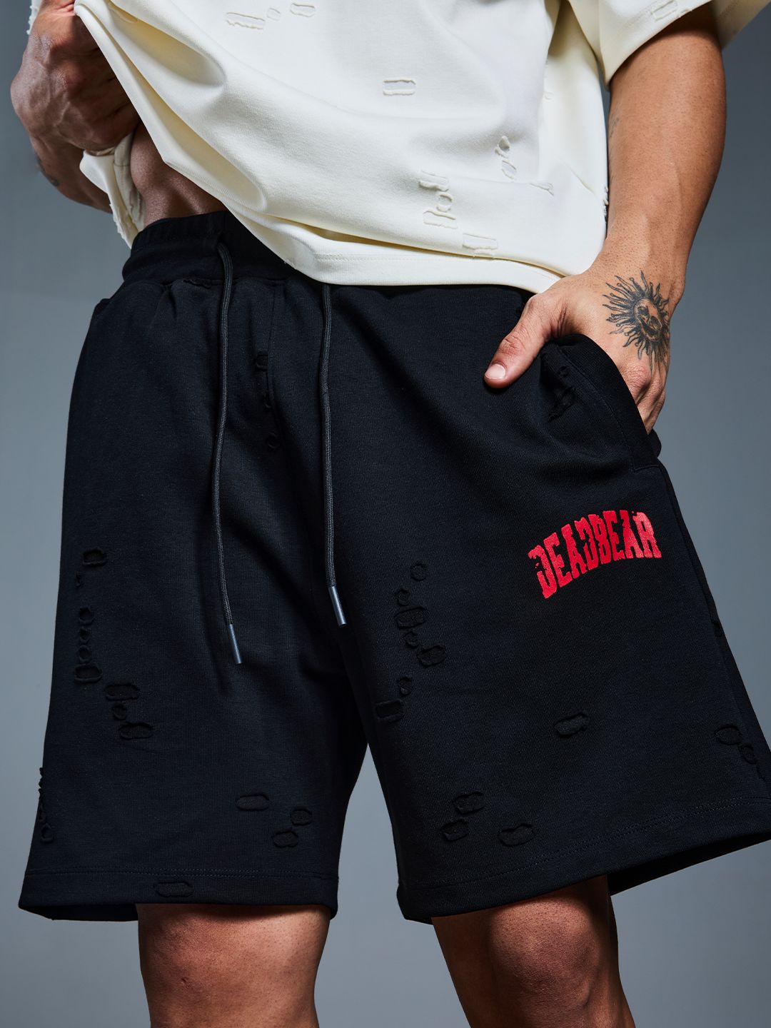 Distressed Black Shorts - image 3
