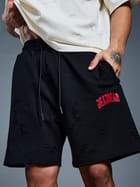 Distressed Black Shorts view 3