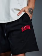 Distressed Black Shorts view 4