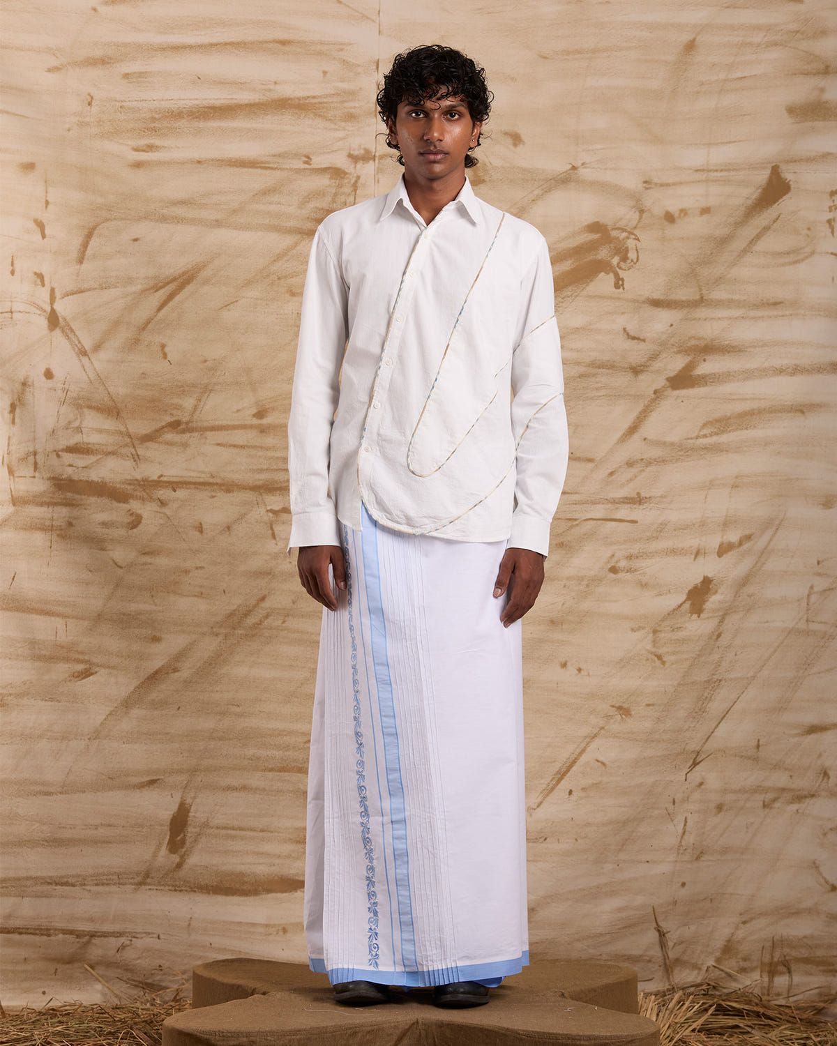 Veshti Embroidered - Blue - image 1