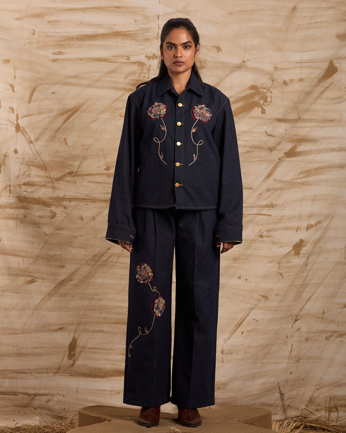 Hibiscus Hand Embroidered Bottoms - image 1