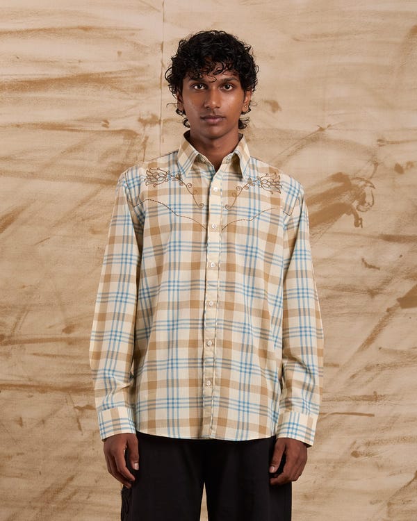 ERODE — Taalam Roses Embroidered Shirt - Buttercream