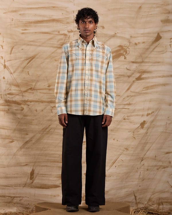 ERODE — Taalam Roses Embroidered Shirt - Buttercream