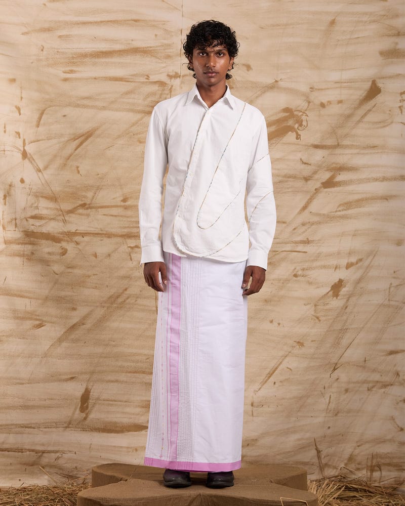 Veshti Embroidered - Pink