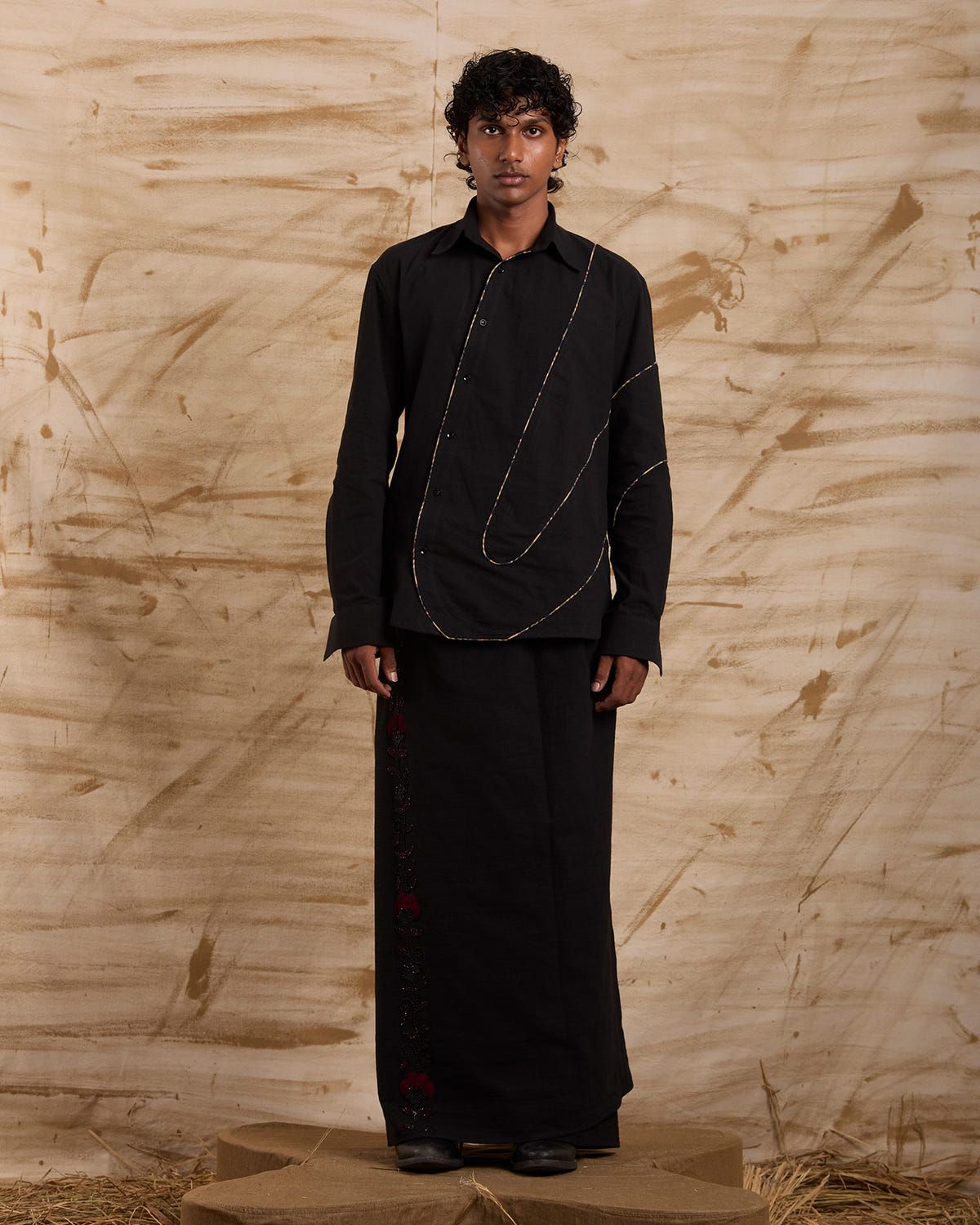 Veshti Hand Embroidered - Black - image 1