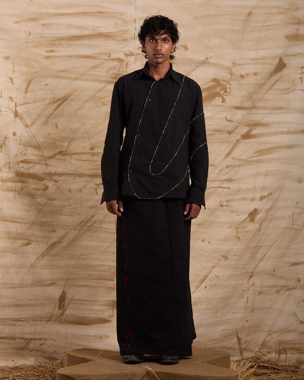 ERODE — Veshti Hand Embroidered - Black