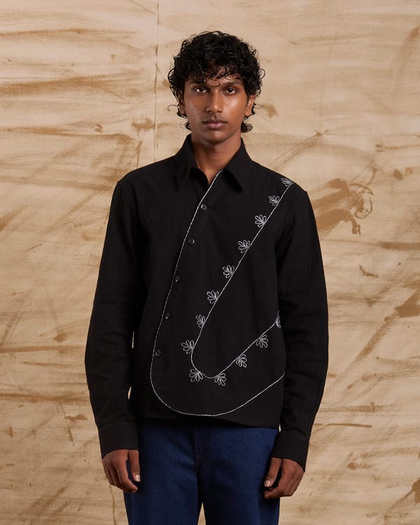 ERODE — No Time to Die Hand Embroidered Shirt - Black
