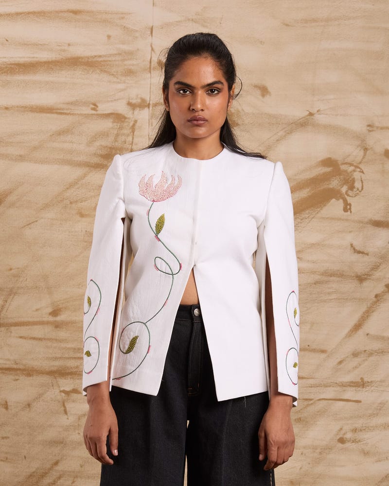 The Lily Hand Embroidered Cape