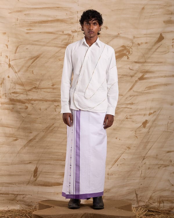 ERODE — Veshti Embroidered - Purple