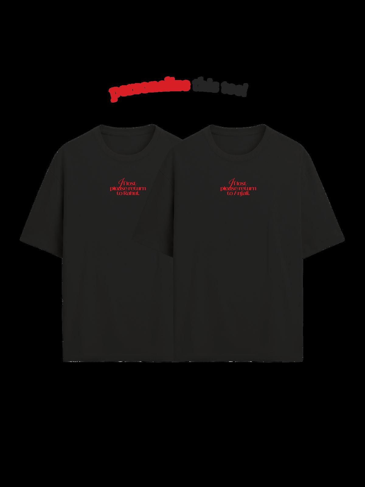 The Lost Heart Oversized Twin Tees (Black) • Custom - image 1