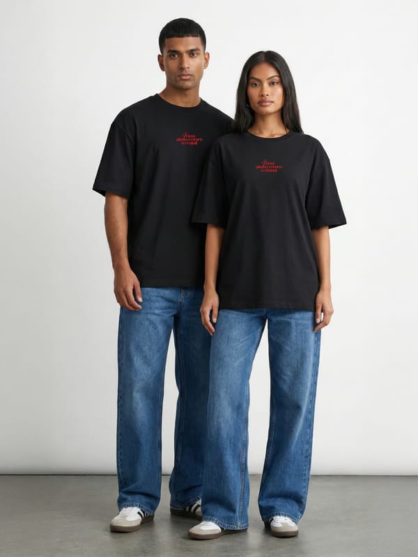 Exhale Label — The Lost Heart Oversized Twin Tees (Black) • Custom