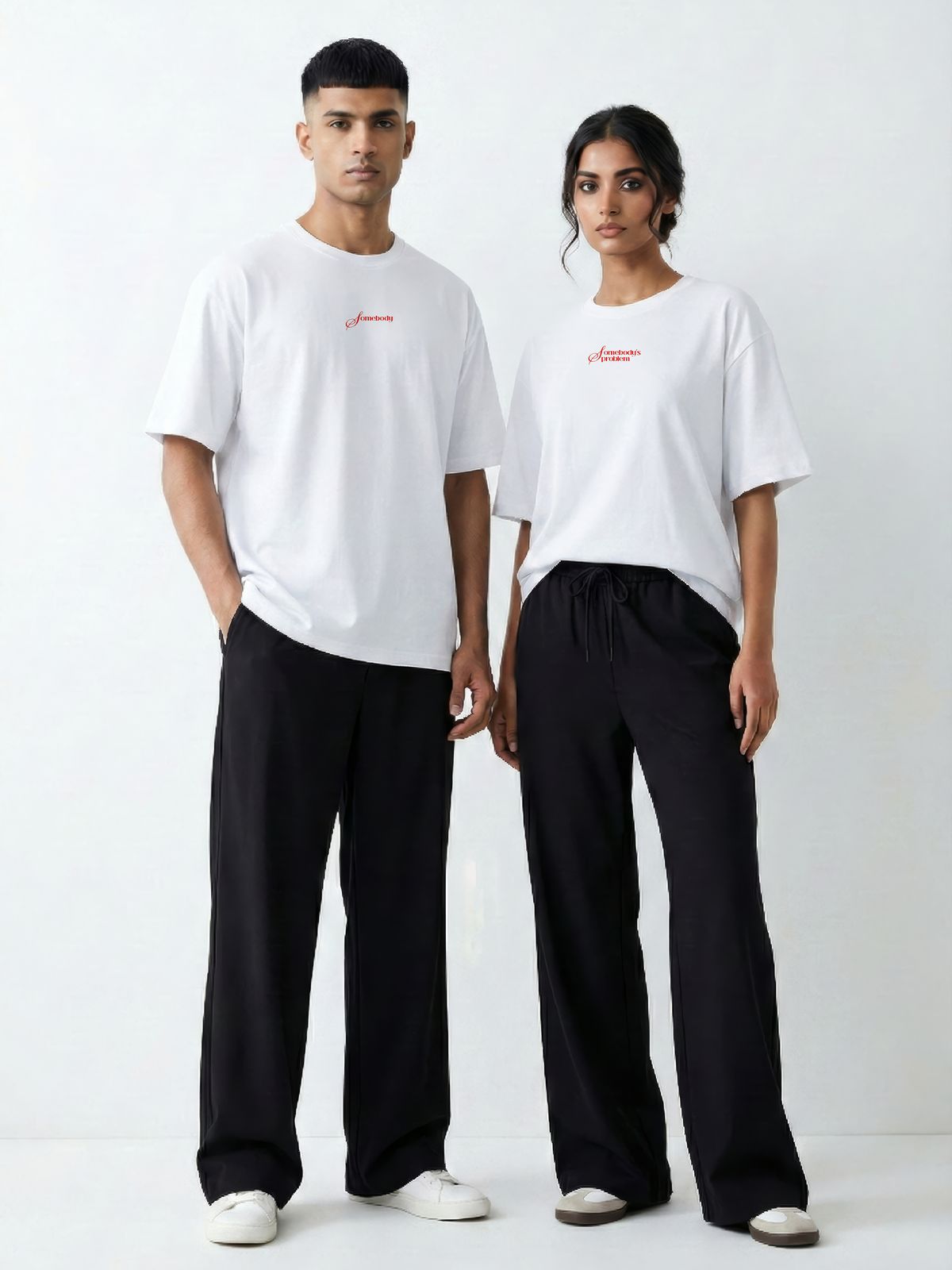 The Burning Heart Oversized Twin Tees (White) • Custom - image 2