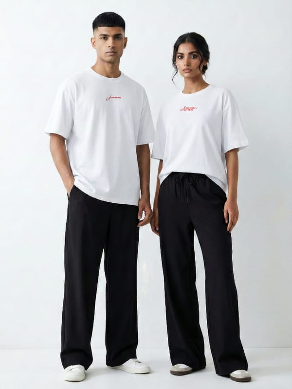 Exhale Label — The Burning Heart Oversized Twin Tees (White) • Custom