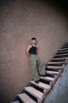 ASTRA TROUSERS: OLIVE GREEN view 2