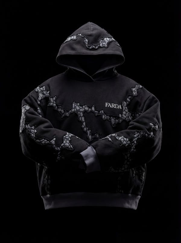 Farda — CHASM HOODIE: BLACK SNOWFLAKE (UNISEX)