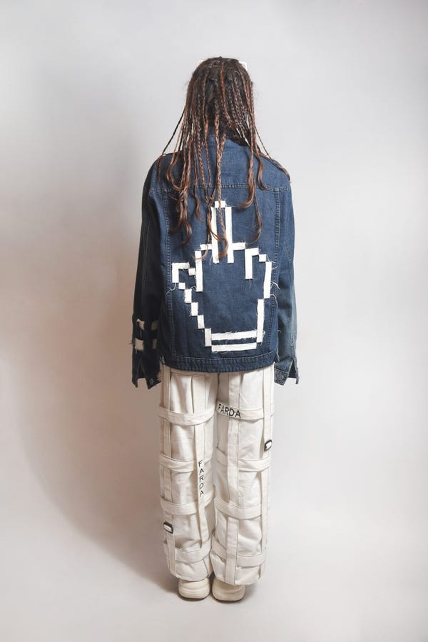 Farda — FUCK YOU PIXELETED CUT AND SEW JACKET