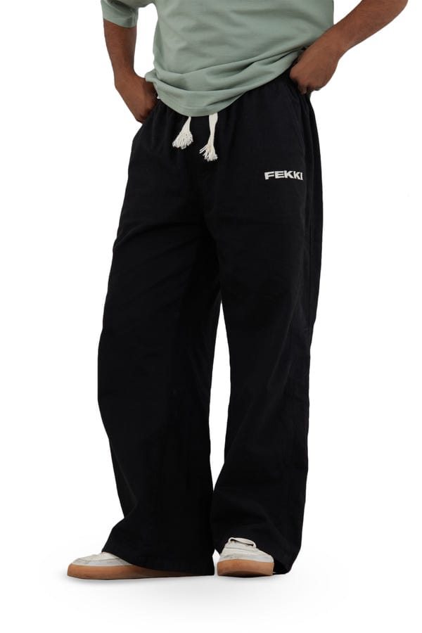 Fekki — BLACK WIDE FIT CARGOS