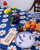 Daisy Printed Tablecloth - Indigo view 4