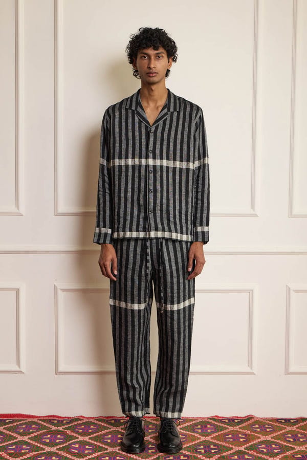 Harago — Striped Linen Pants