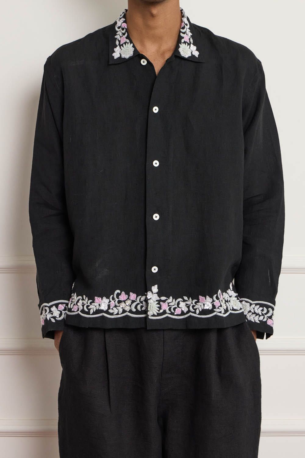 Silver Zardozi Embroidered Shirt - image 3