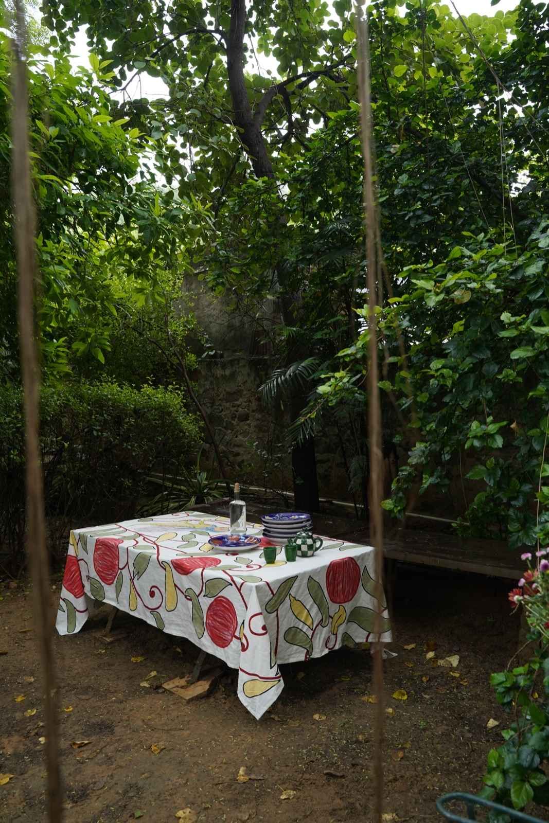 Jungle Scene Hand Printed Tablecloth - image 5