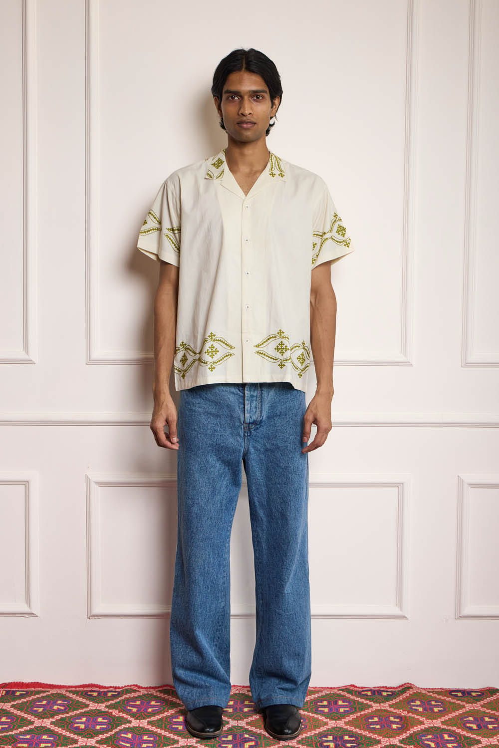 Silk Route Embroidery Khadi Shirt - image 1
