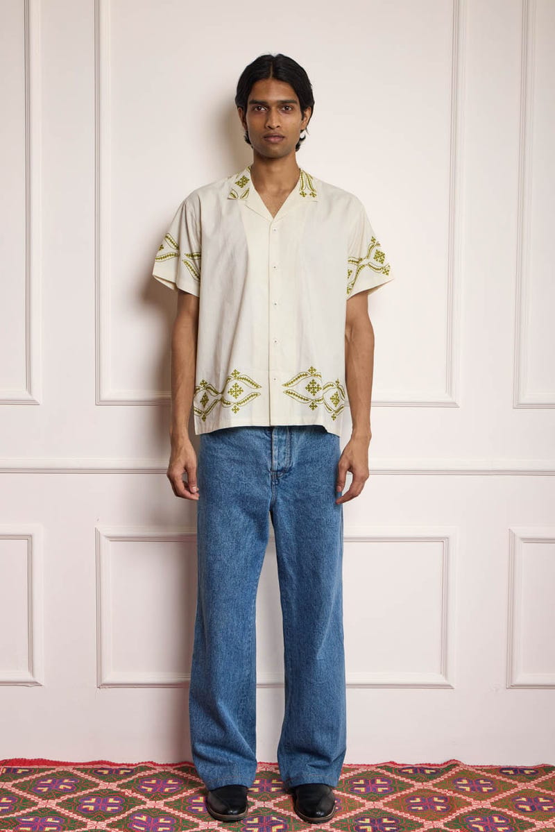Silk Route Embroidery Khadi Shirt