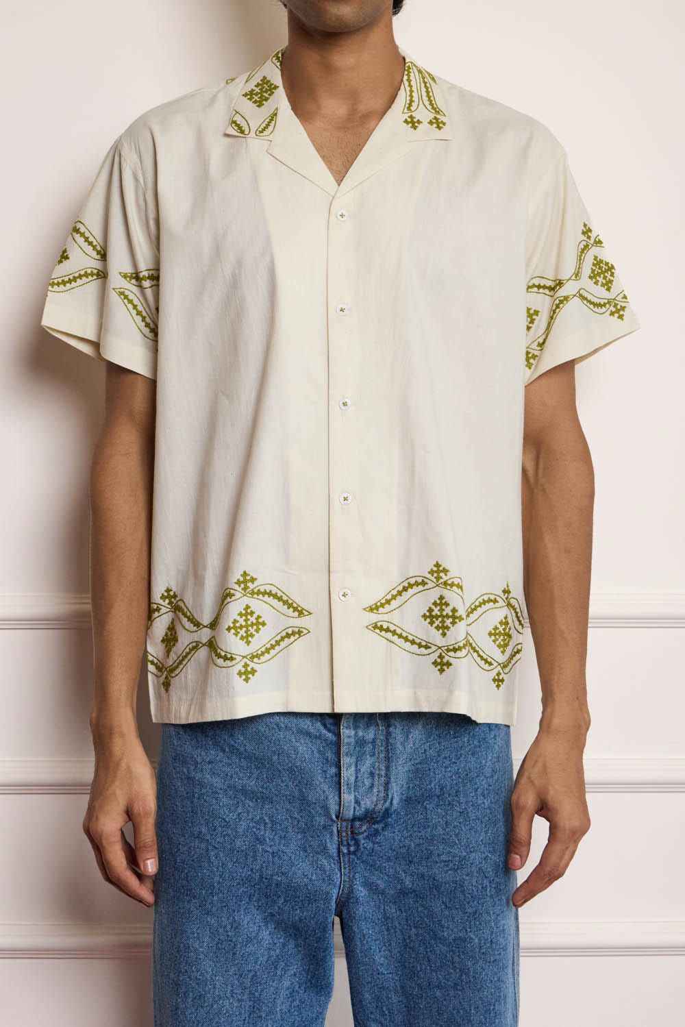 Silk Route Embroidery Khadi Shirt - image 3