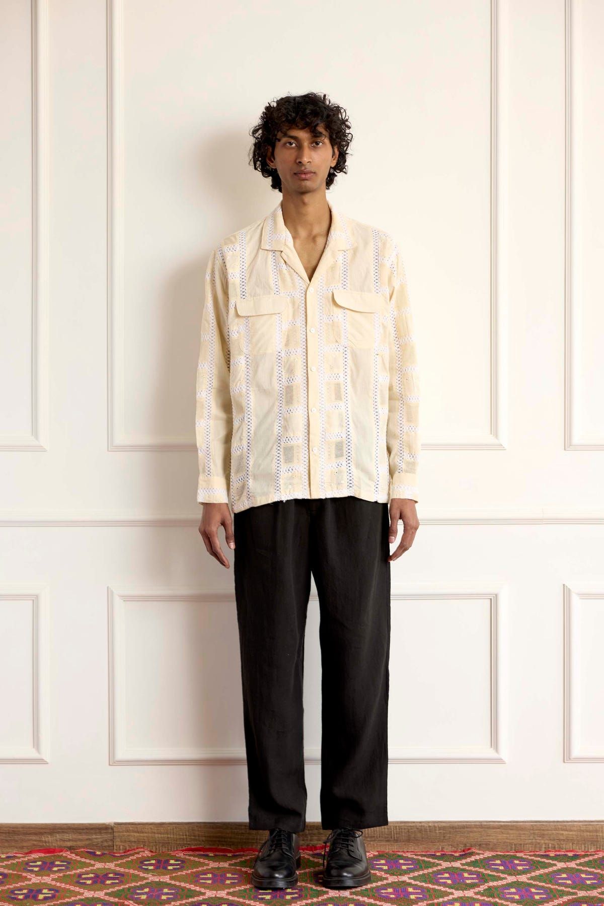 Lace Patch Long Sleeve Shirt - image 1