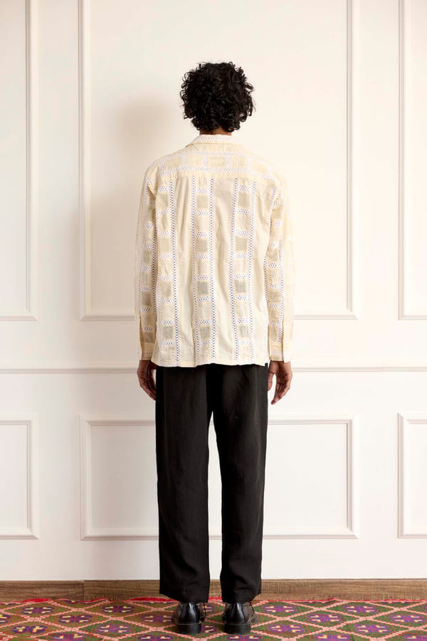 Harago — Lace Patch Long Sleeve Shirt