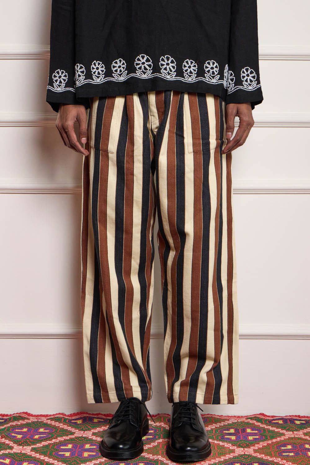 Brown Stripe Wide Leg Pants - image 1