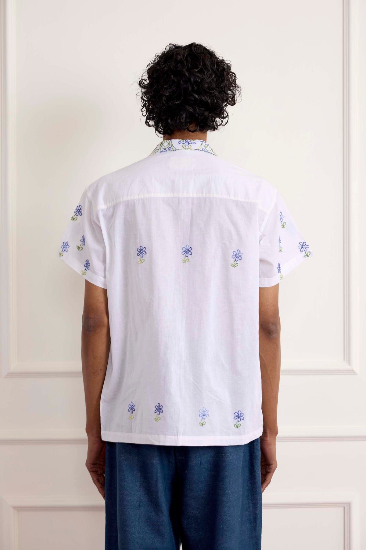 Kantha Stitch Floral Embroidered Shirt - image 2