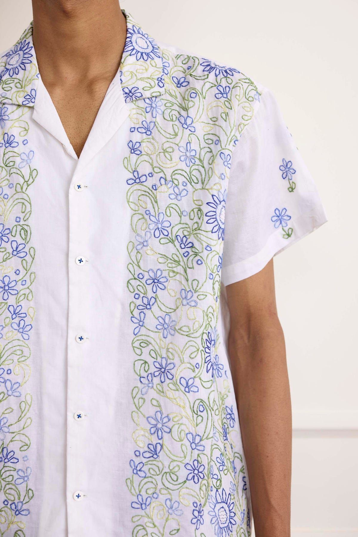 Kantha Stitch Floral Embroidered Shirt - image 4