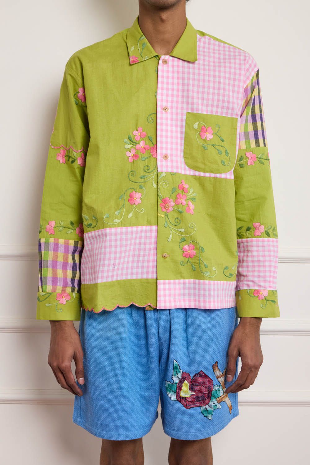 Embroidered Patchwork Shirt - image 3