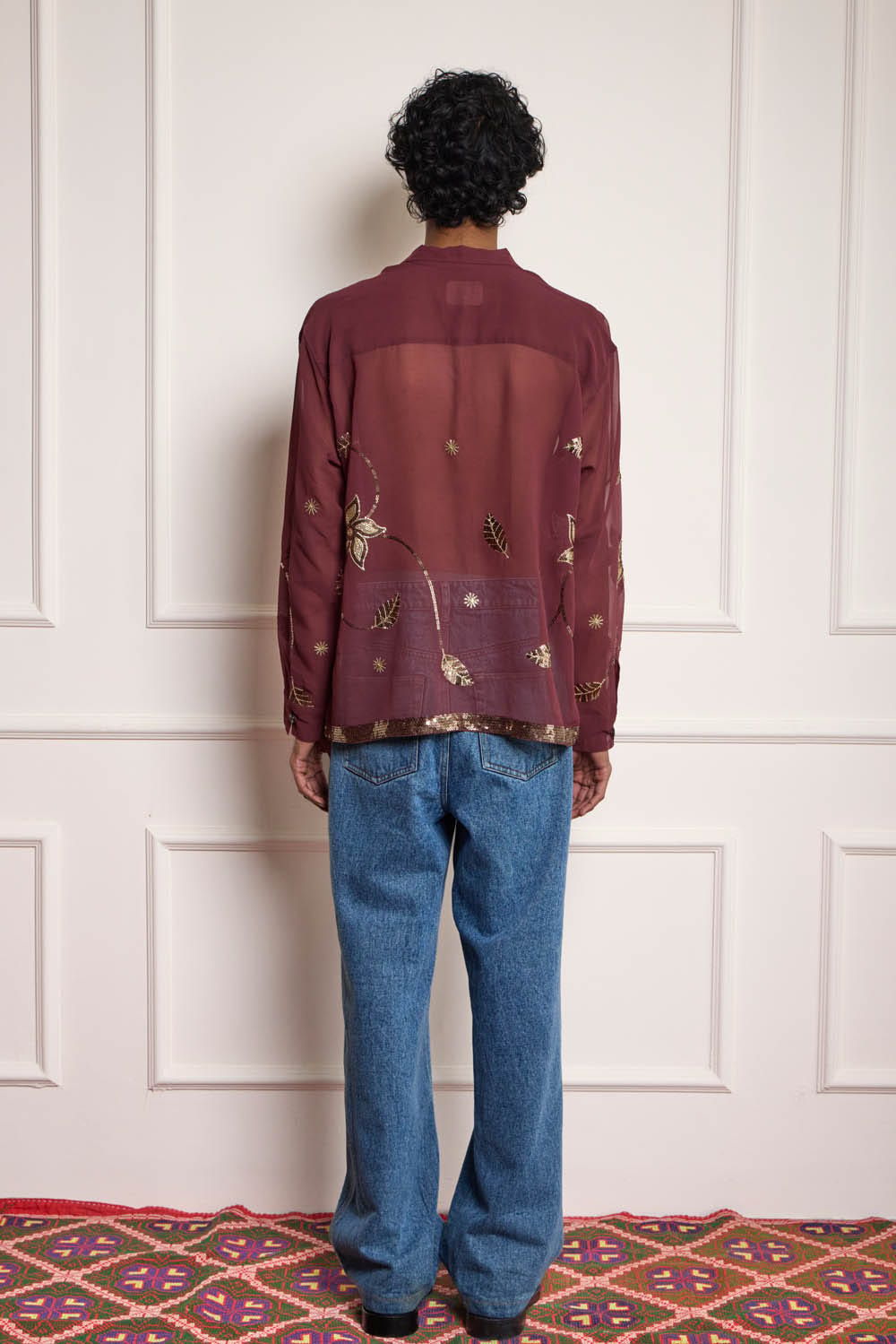 Sequin Embroidered Silk Shirt - image 2