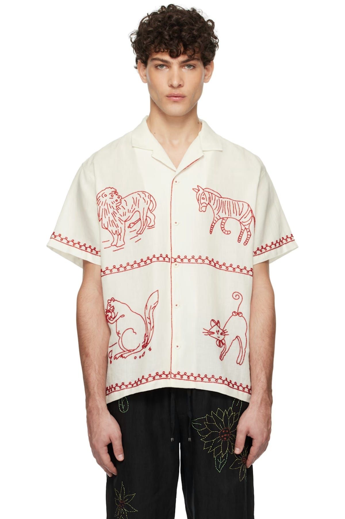 Bead Embroidered Linen Shirt - image 1