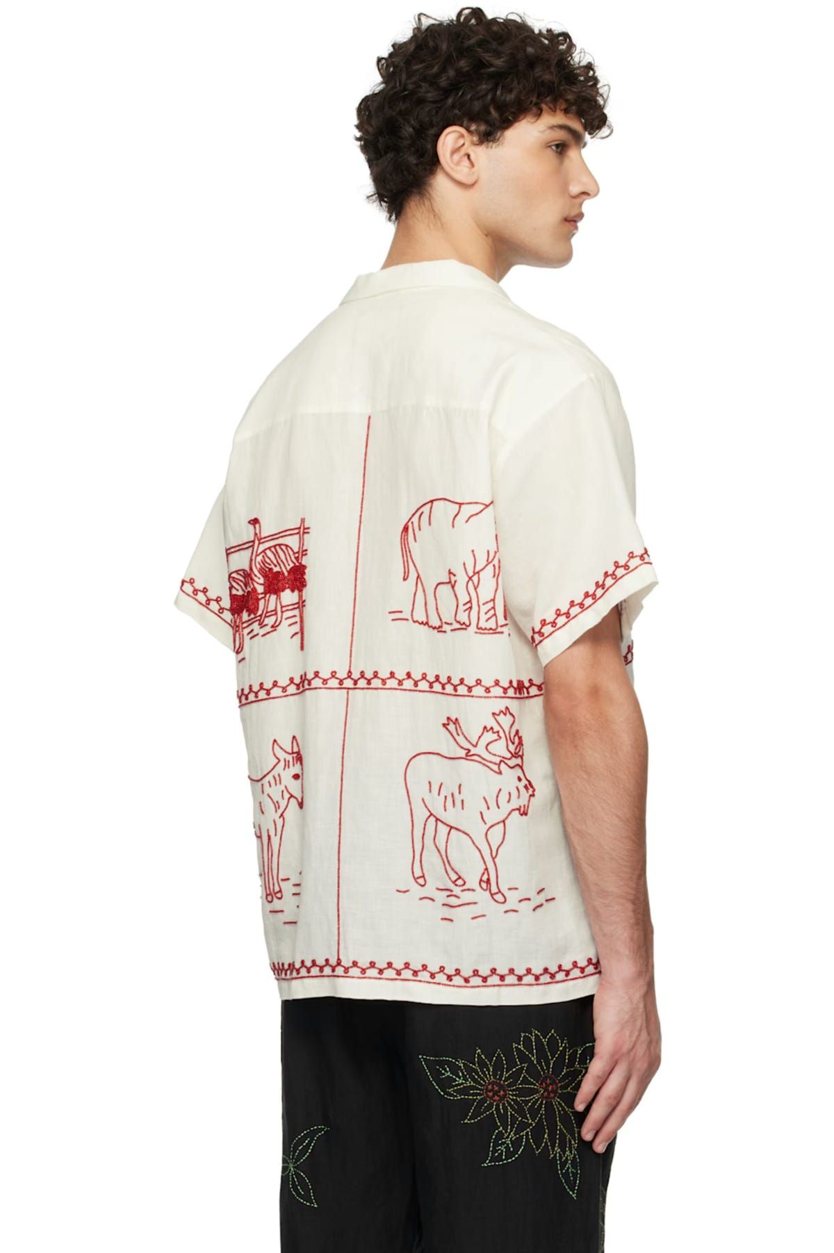 Bead Embroidered Linen Shirt - image 3