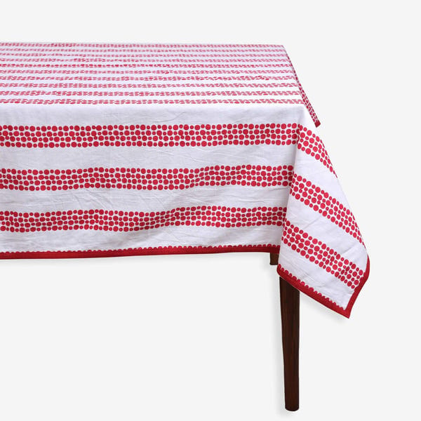 Harago — Block Printed Tablecloth - Red