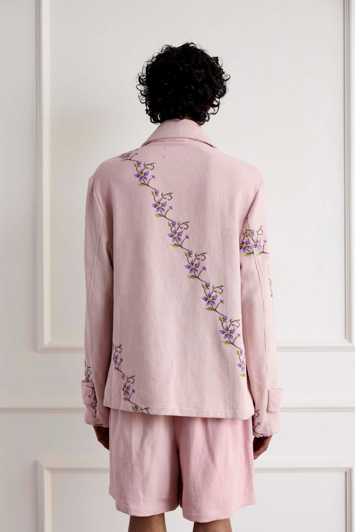 Vintage Floral Cross-Stitch Cotton Jacket - image 6