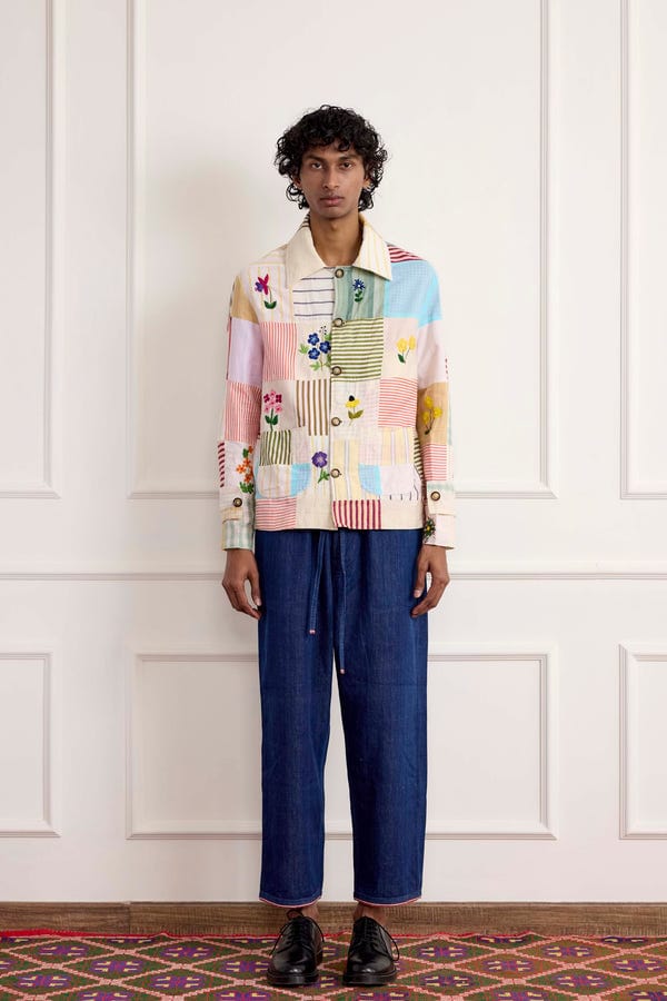 Harago — Patchwork Floral Embroidered Jacket