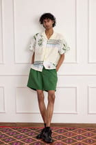 Green Cotton Shorts view 4
