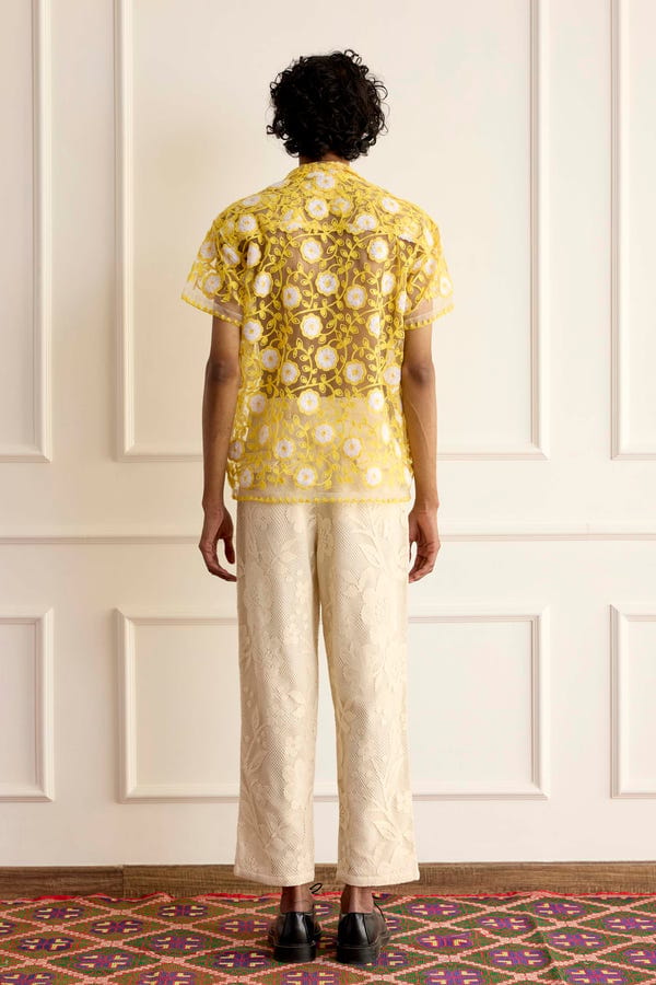 Harago — Embroidered Net Shirt