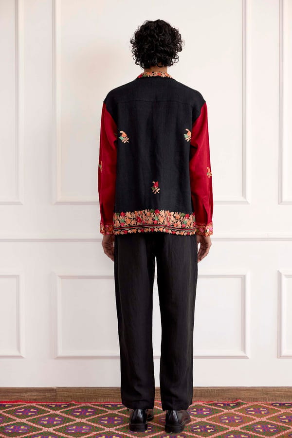 Harago — Suzani Embroidered Wool Long Sleeve Shirt